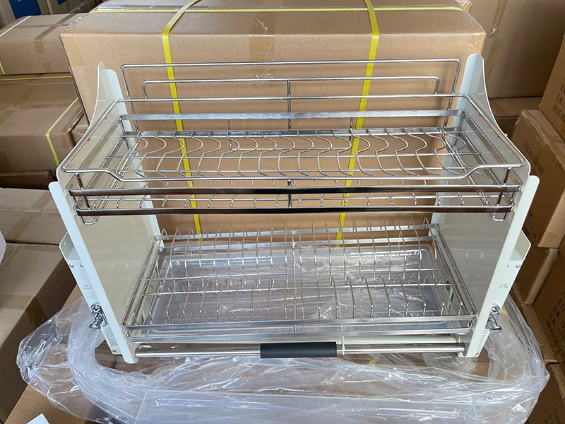 أفضل بيع خزائن المطبخ خزانة تخزين نظام الرفع رفوف الفولاذ المقاوم للصدأ سلة سحب قابلة للتعديل