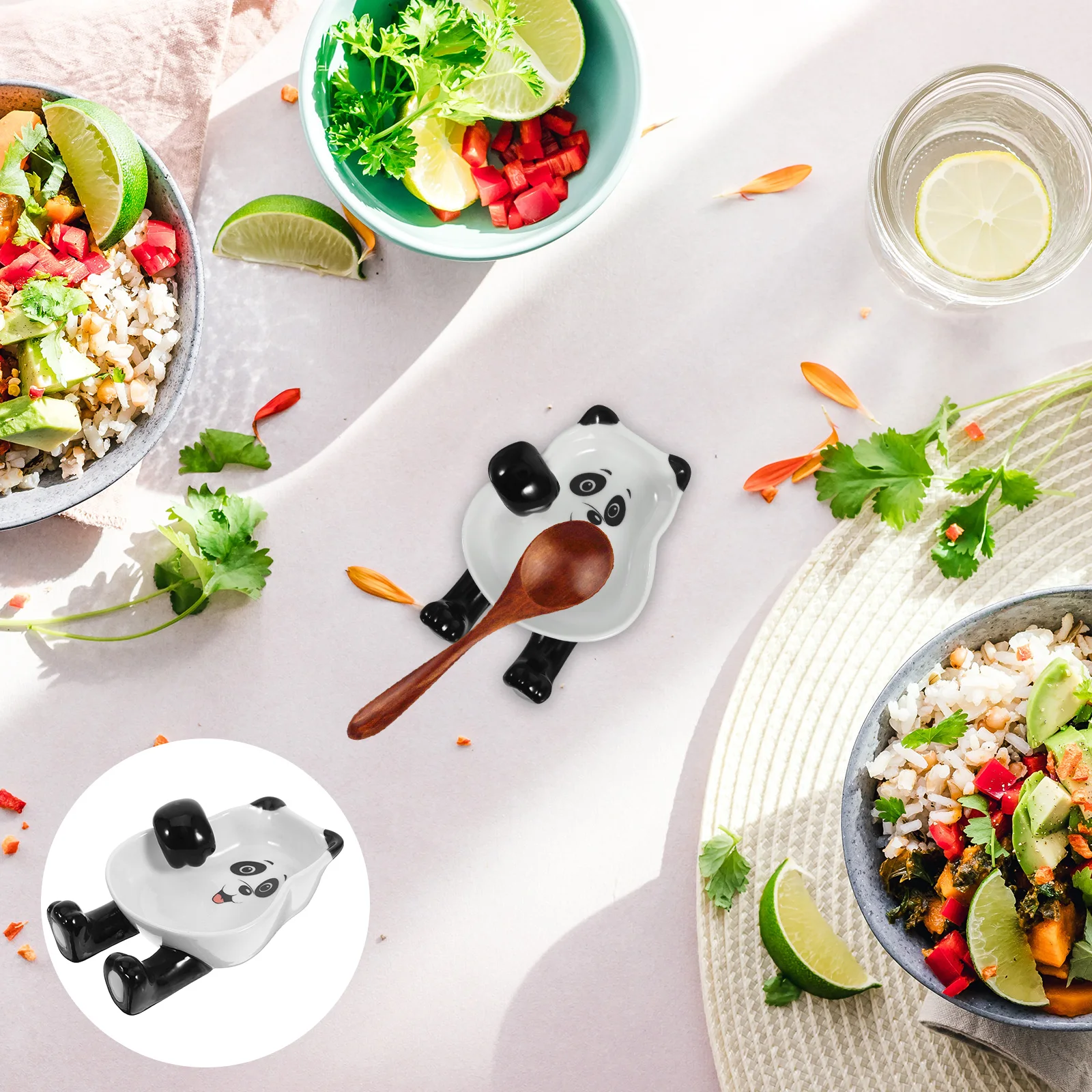 

Ceramic Spoon Rest Stable Cooking Scoop Holder Kitchen Sauce Dish Small Dish for Dipping Tableware Cartoon Ceramic Spoon Rest