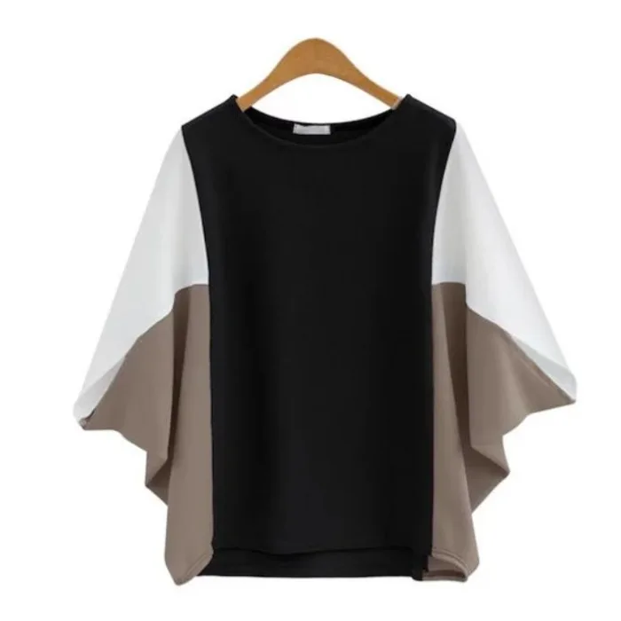 

Женская летняя круглая футболка больших размеров Ne Splice Casual Batwing Sve Top Overhead Sweet Sle Loose Fit ort Sve Top
