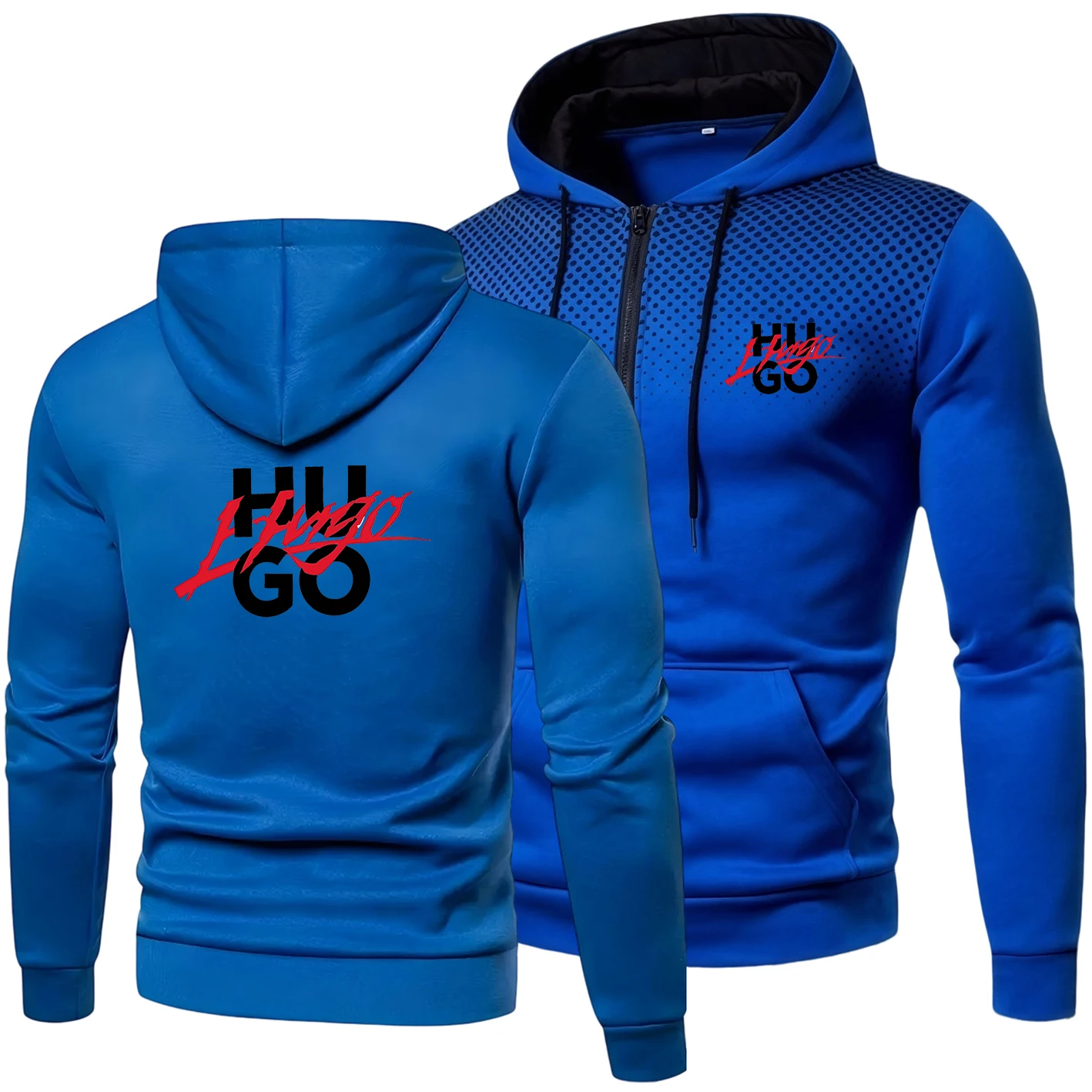 Moletom Masculino Slim Fit de Manga Longa com Zíper, Jaqueta com Capuz para o Outono
