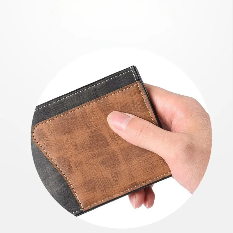 กระเป๋าสตางค์ซิปทรงสลิมสำหรับผู้ชายกระเป๋าสตางค์ธุรกิจความจุขนาดใหญ่พร้อมการเย็บสีตัดกันคลิปเงินโลหะที่ปลอดภัย