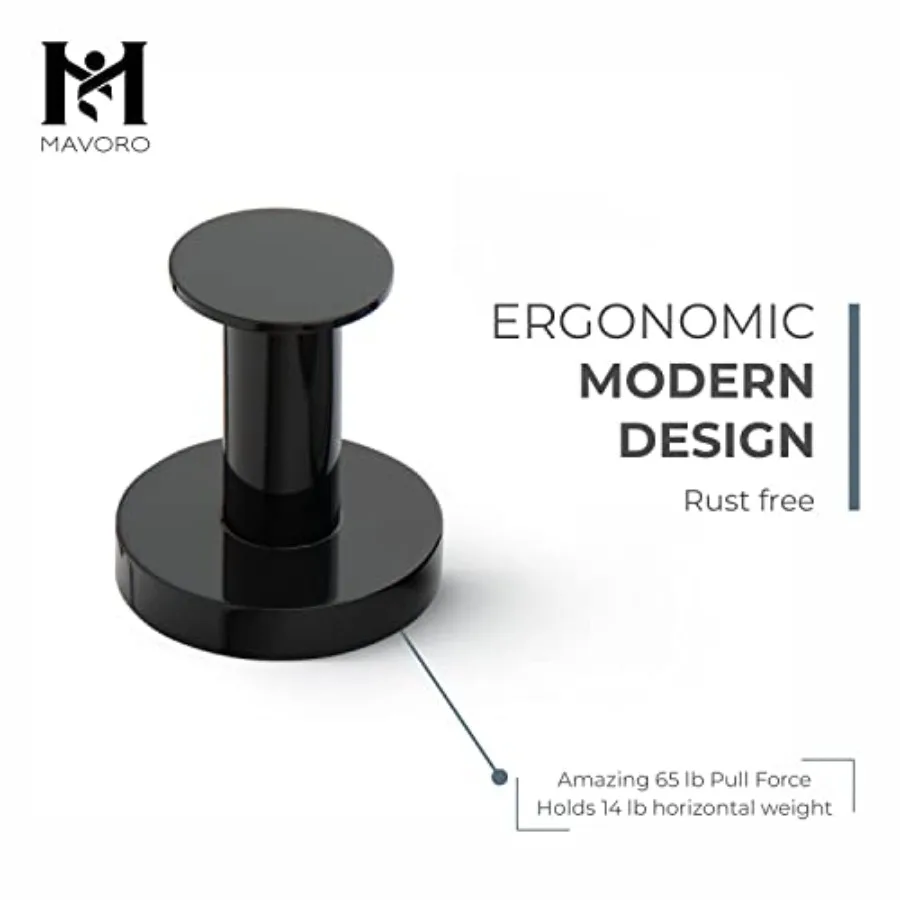 Strong Magnetic Coat Hooks, Push-Pin Style, Heavy Duty, Black 2 N52 rare earth magnets with push-pin hook design for hanging co