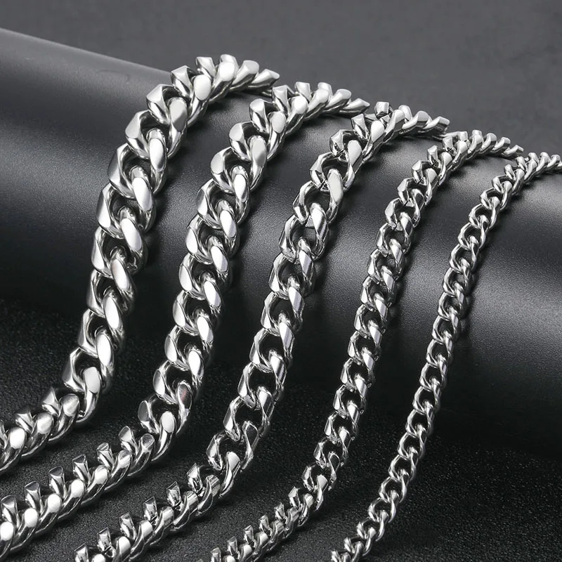 Fashion Stainless Steel Necklace Cuban Chain Men Ladies Punk Hip Hop Will Not Fade Collar Choker Jewelry Gift Free Shipping