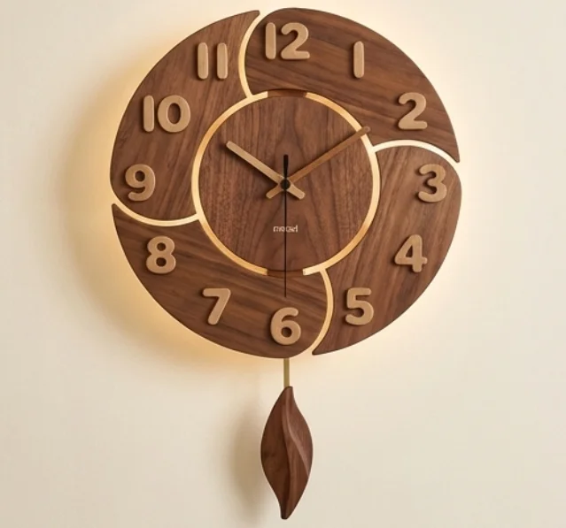60X88CM Large Modern Creative Iron Art Simple Design Bedroom Wall Hanging Clock With Led Light Dropshipping DDP