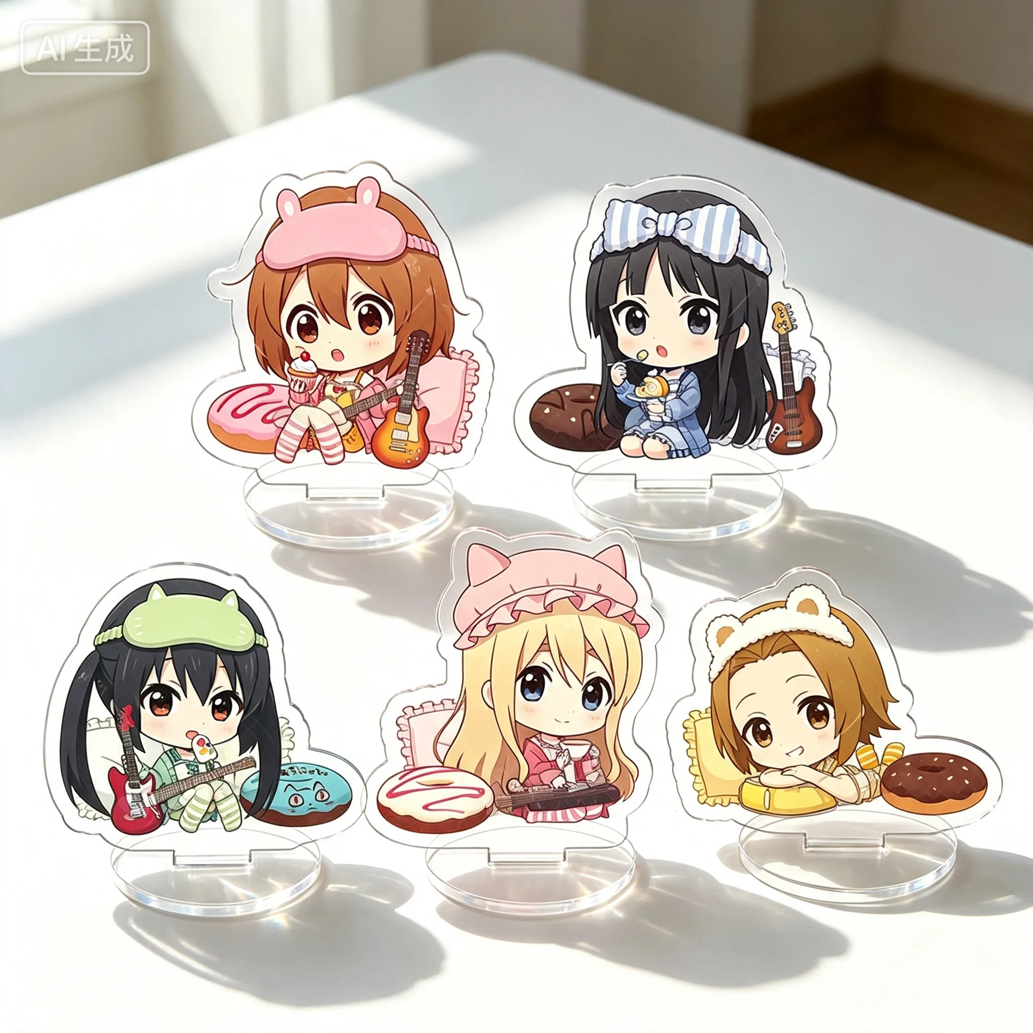 Anime K-ON! Yui Hirasawa Sleepwear Theme Q-Style Acrylic Stand Model Plate Keychains Desktop Ornament Gifts For Friends