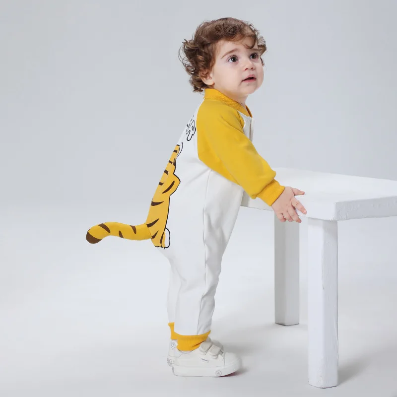Animal Baby Clothes Rompers Cartoon Spring Kawaii Tiger Boys Girls Bodysuit Cotton Long Sleeves Onesie Child Jumpsuits 0-3 Year