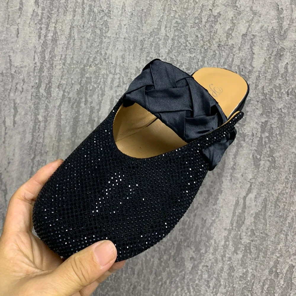 Fashion Women Slippers Rhinestone Bling Women Sandals Patent Leather Shoes Women Casual Flats Shoes Plus Size Party Shoes Muller