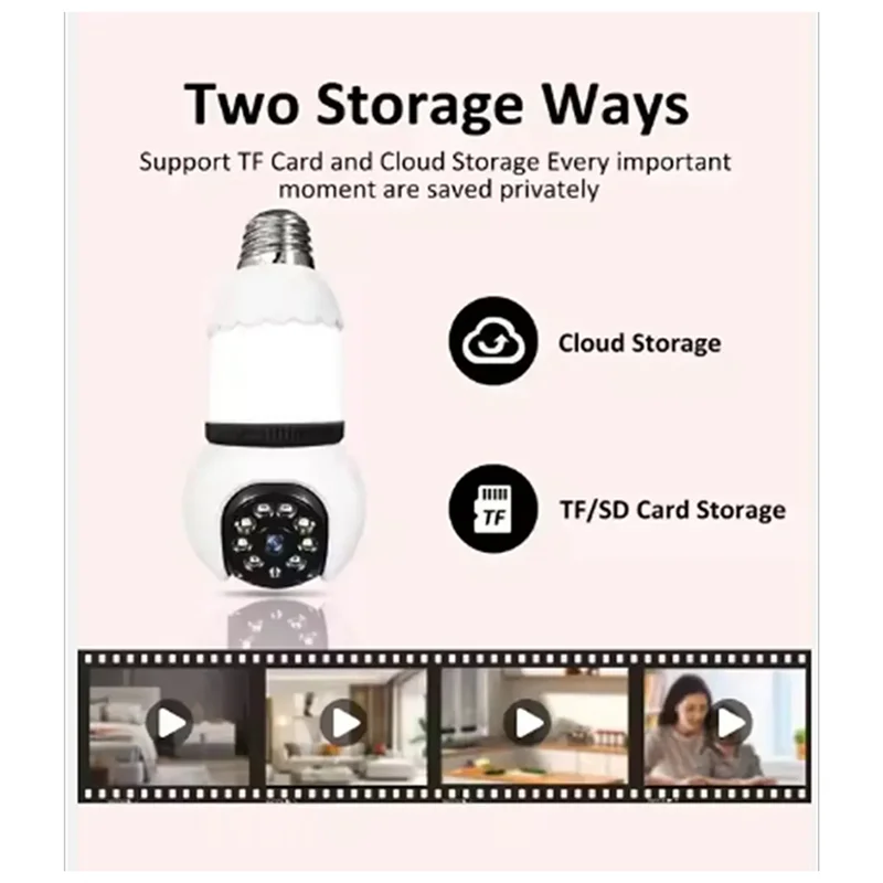 REPLA-Smart Wifi Camera 8MP E27 Lamp Bulb LED Bulb IP Surveillance Two-Way Audio Color Night Vision 360° AI Tracking