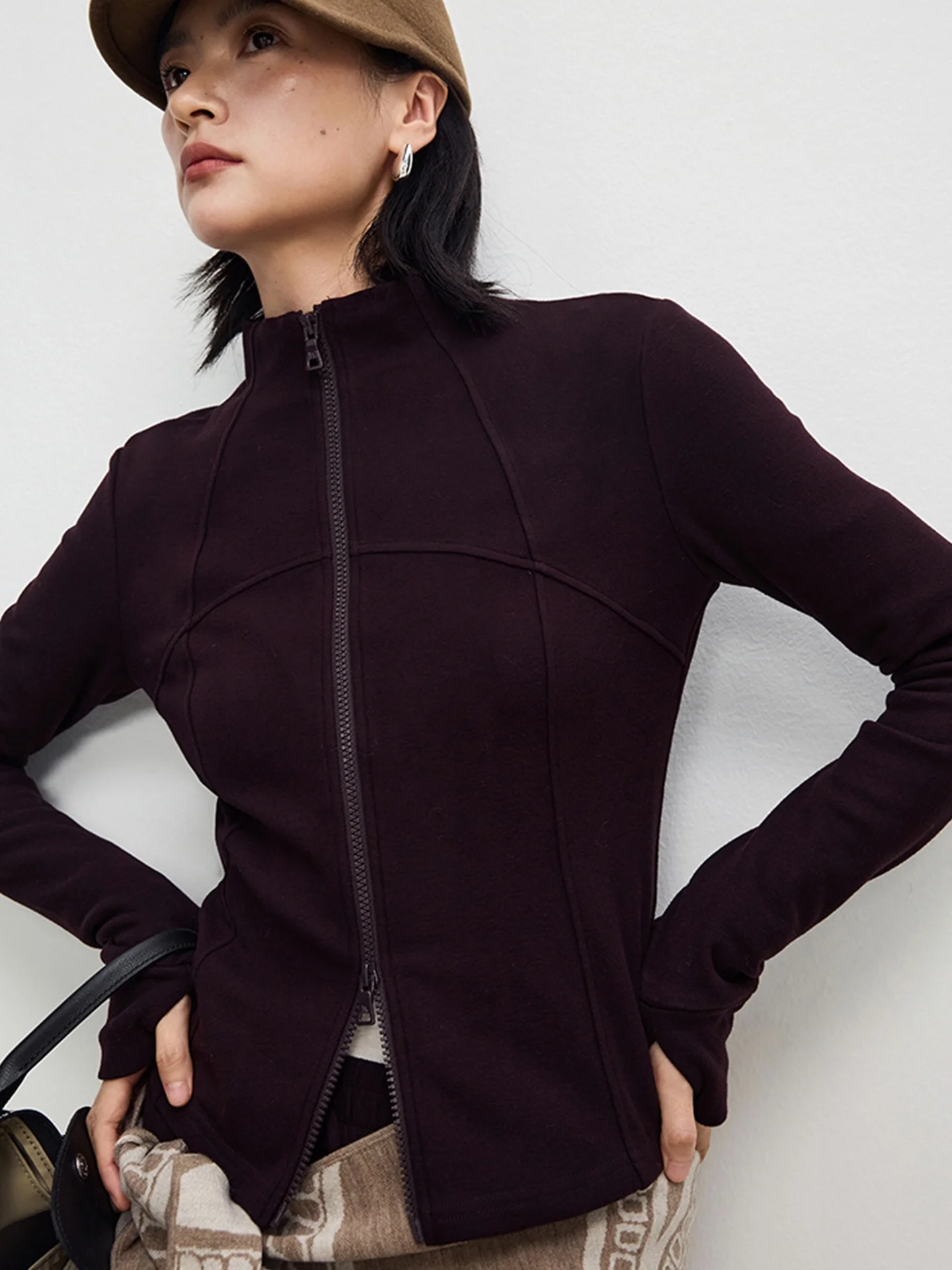 

Slim Fit Double Zipper Knitwear Comfortable Long Sve Versatile Winter Outerwear Korean Sle Regular Fit Color Sweater