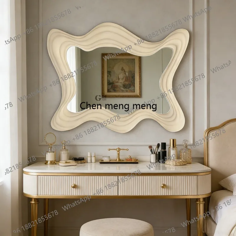 F181 French toilet bathroom bedroom makeup mirror wall hanging living room background wall decorative mirror