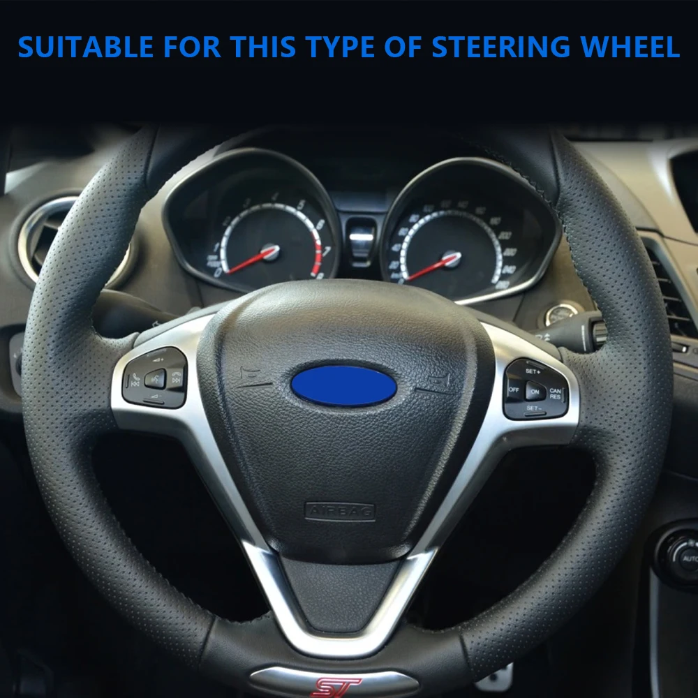 For Ford New Fiesta MK7 2009 - 2017 Ecosport 2013 -2017 Steering Wheel Button Cover Sticker Sequins ABS Frame Car Accessories