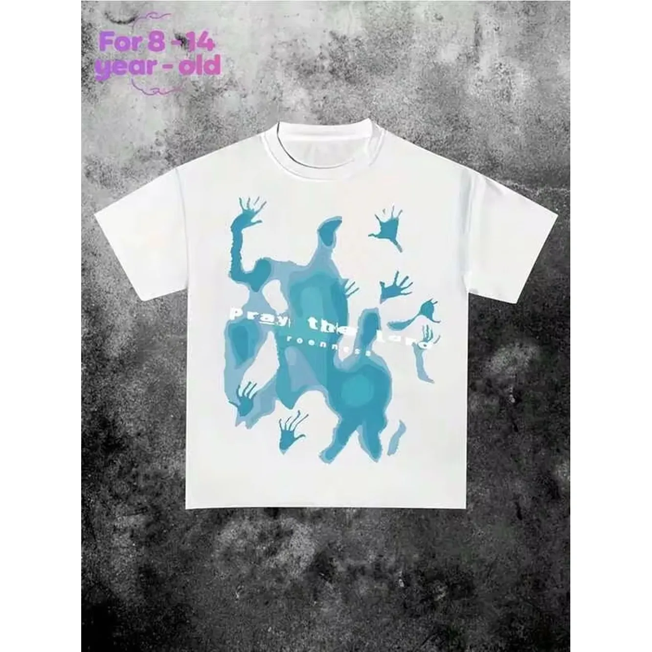 Teen Girl Clothes, Graphic Tees, With Blue Monster Hand Pattern, Short Sleeved T - Shirt For Teenagers, Breathable Fabric, Y2k Style.