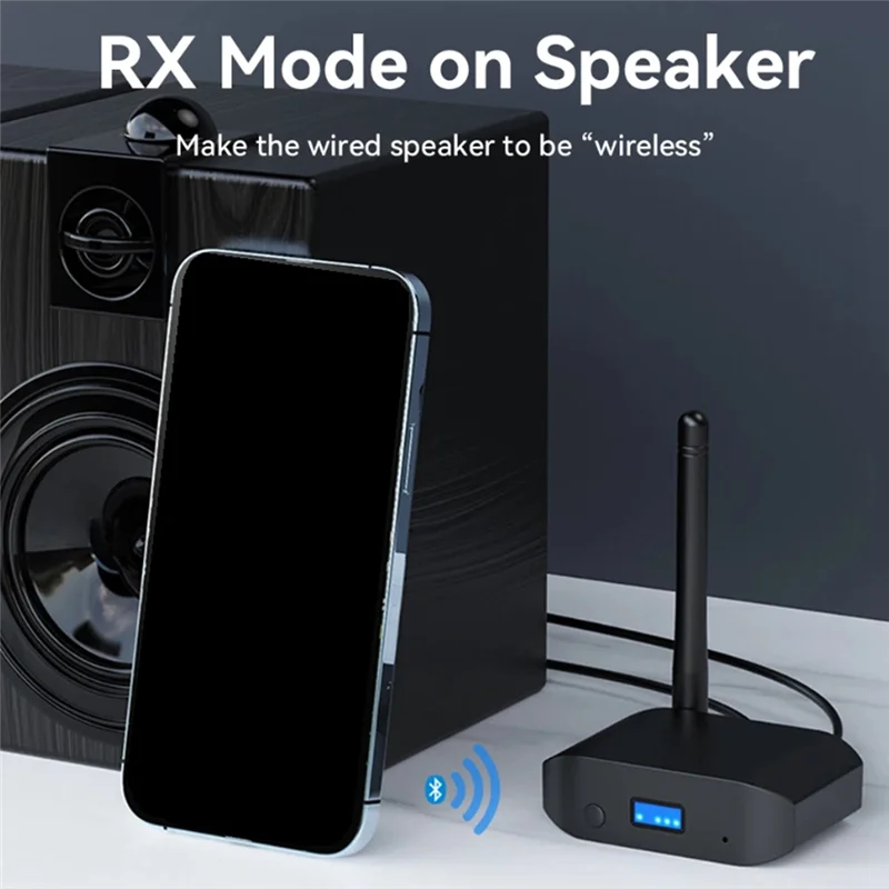 HD Bluetooth 5.3 Audio Receiver Transmitter Black Transmitter With Antennae Aux Wireless Stereo Music Adapter For TV Car Speaker