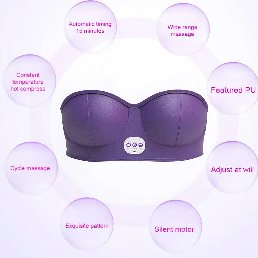Electric Breast Massager Wireless Chest Enhance Vibration Massage Machine Bra Breast Enlargement Device