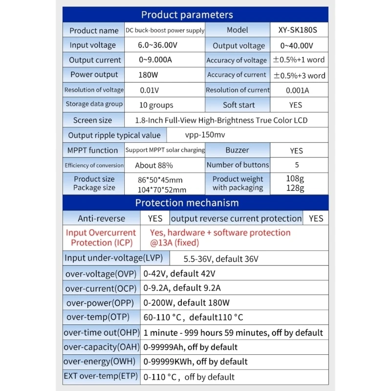 Precisions Variable Power Converters Module 6 36V Input 40V Output With Button And Double PCBs Fixation