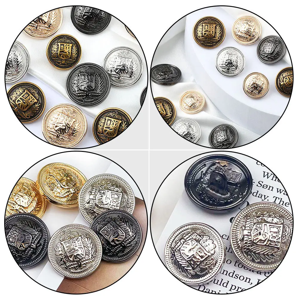

30Pcs Metal Shield Buttons Durable Zinc Alloy Sewing Buttons British Style Coat Clothes Fasteners DIY Clothing Accessories