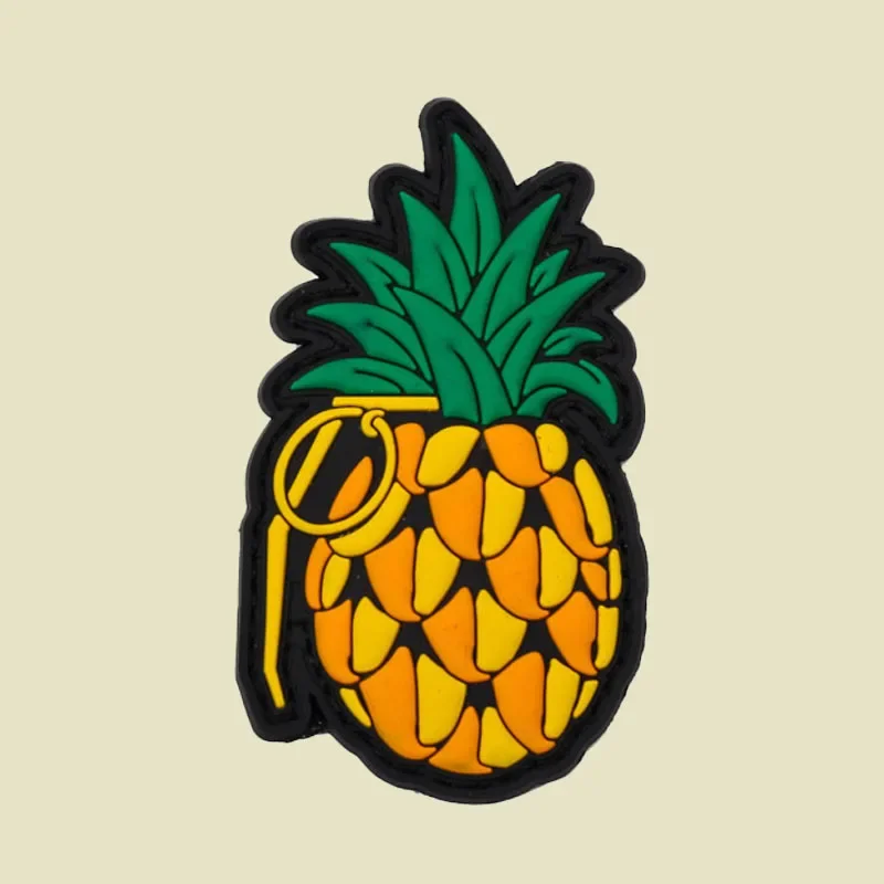 3D PVC Pineapple Grenade Morale Badge Fun Fruit Patches Armband Hook and Loop Outdoor Backpack Clothing Decorative Stickers