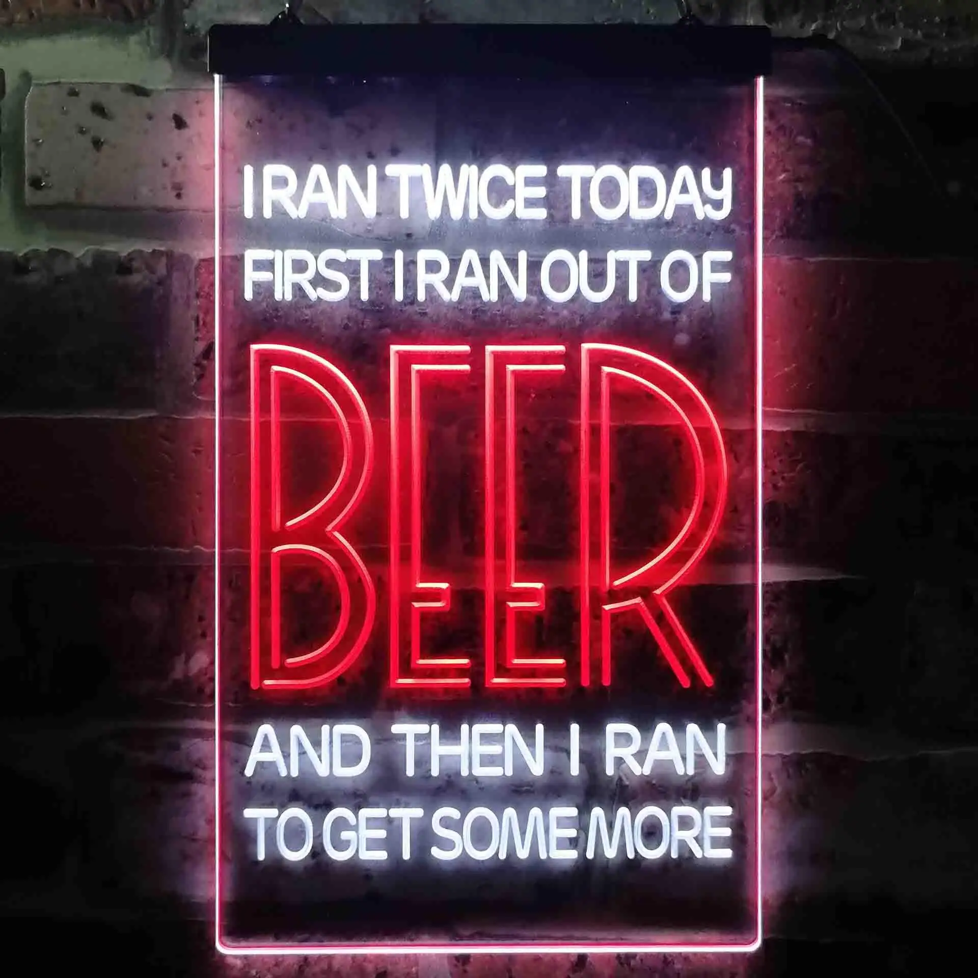 I Ran Twice for Beer. Humor Dual Color Led Neon Sign st6-i3544