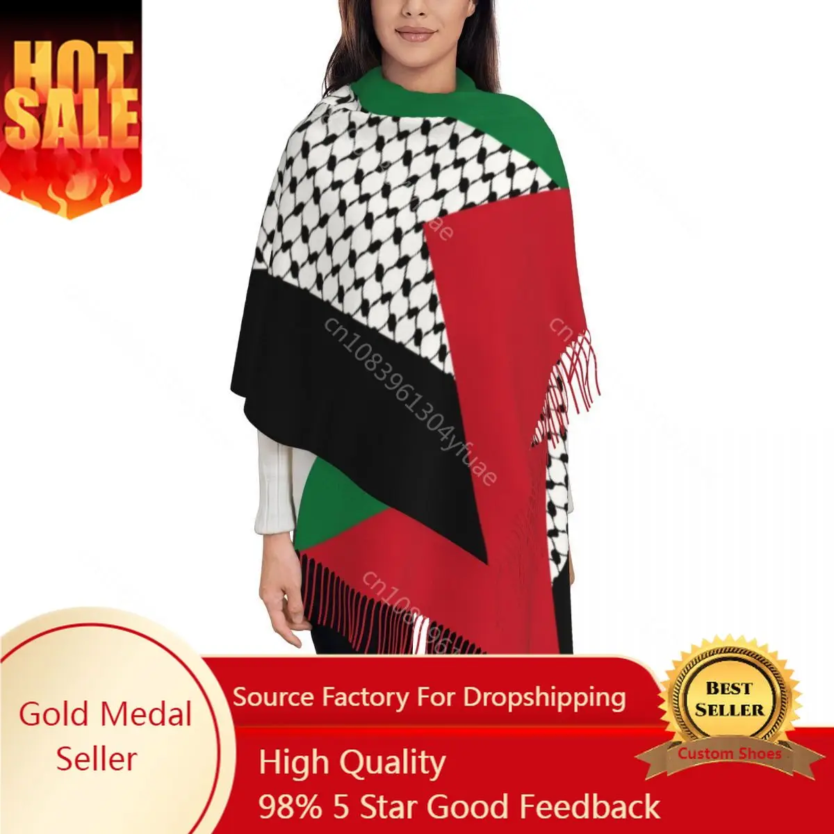 

Palestines Shawls Wraps for Womens Warm Large Long Scarf Palestinian Hatta Kufiya Keffiyeh Pattern Pashminas Shawl Scarves