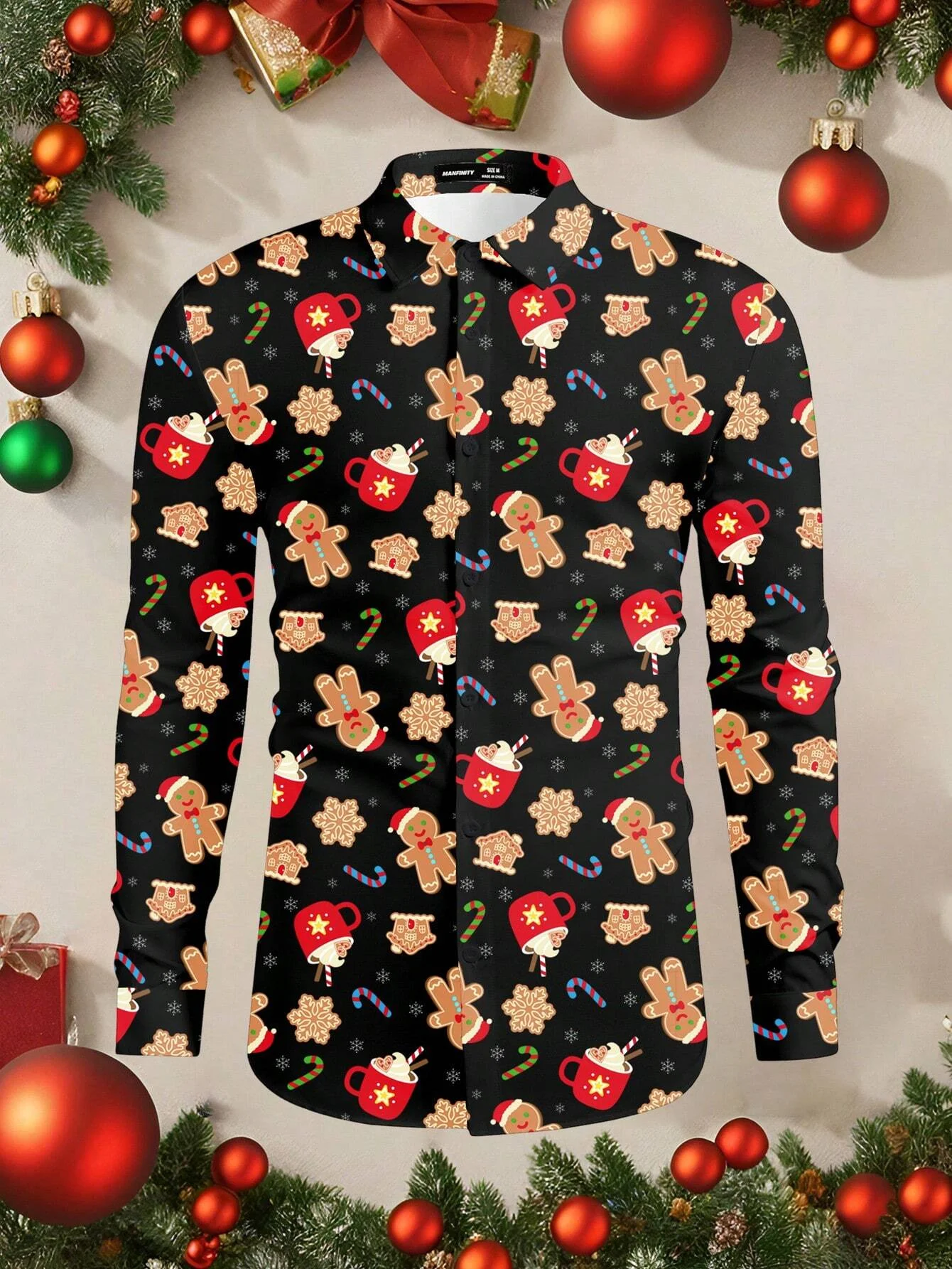 Christmas Festival Theme Men's 3D Prints Red Formal Shirts Christmas Santa Claus Graphic Long Sleeved Shirt Fashion Men's Shirts