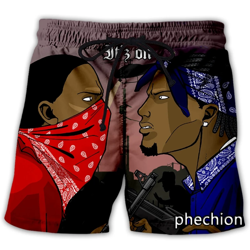 

phechion New Fashion Men/Women Blood gang 3D Print Casual Shorts Novelty Streetwear Men Loose Sporting Shorts L91