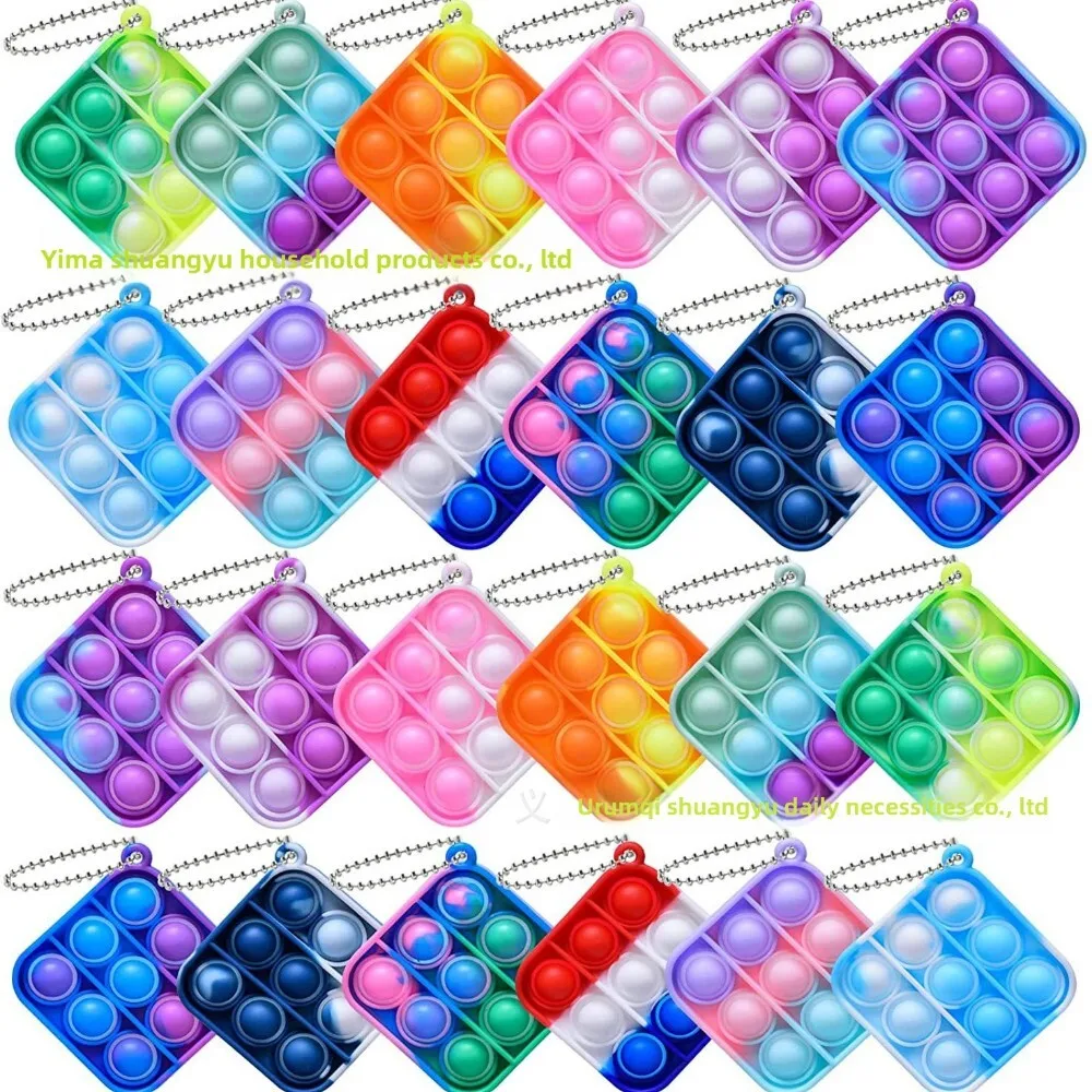Silicone Square Pop It Fidget Keychain Bubble Sensory Stress Relief Toy for Anxiety Relief Durable Cute Pendant for Daily Use