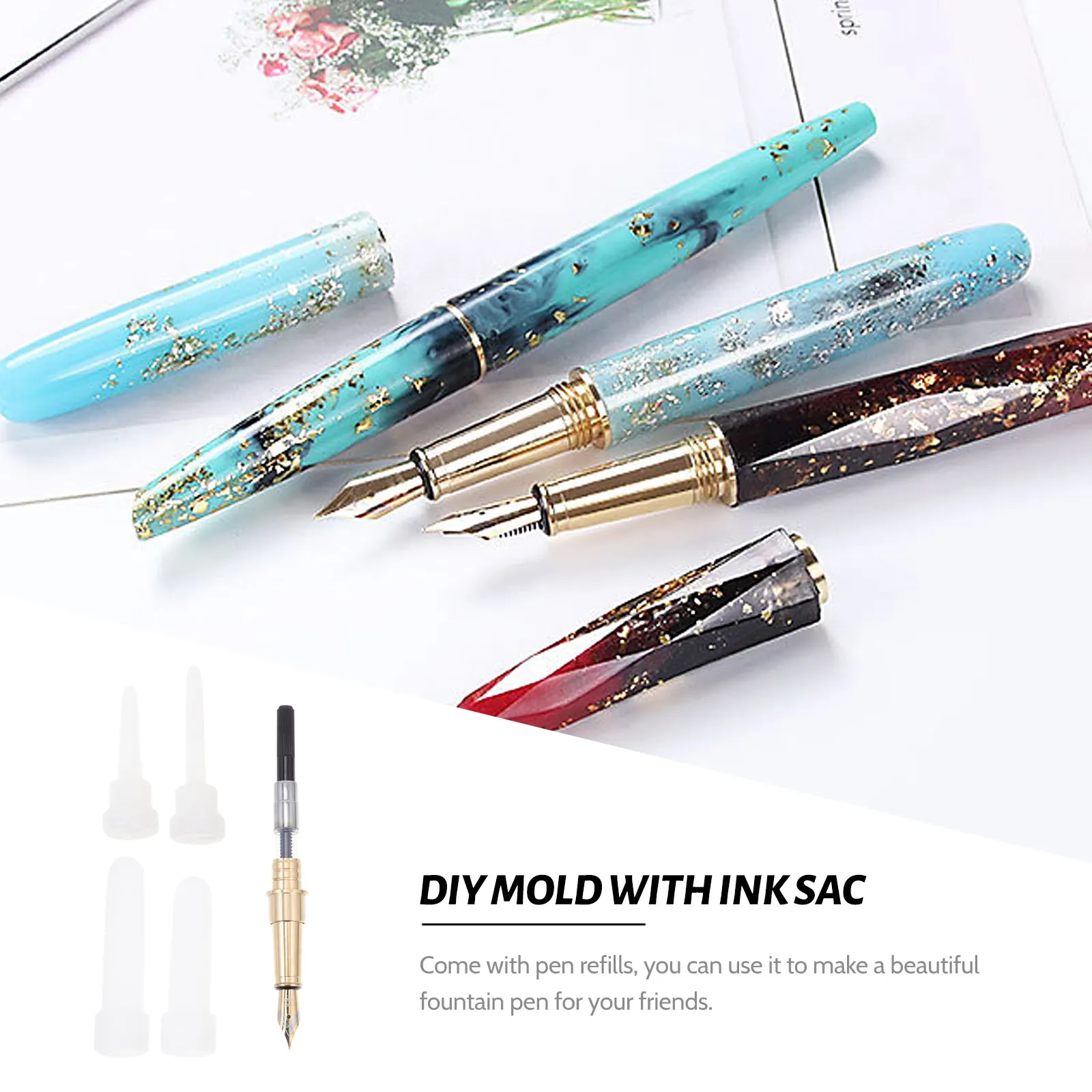 

Pen Mold Set DIY with Ink Making Kit Multipurpose Fountain Epoxy Molds Silicone
