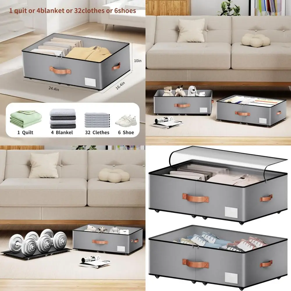

Выдвижные контейнеры для хранения под кроватью: для обуви, одежды и одеял, 10 штук, большой объем