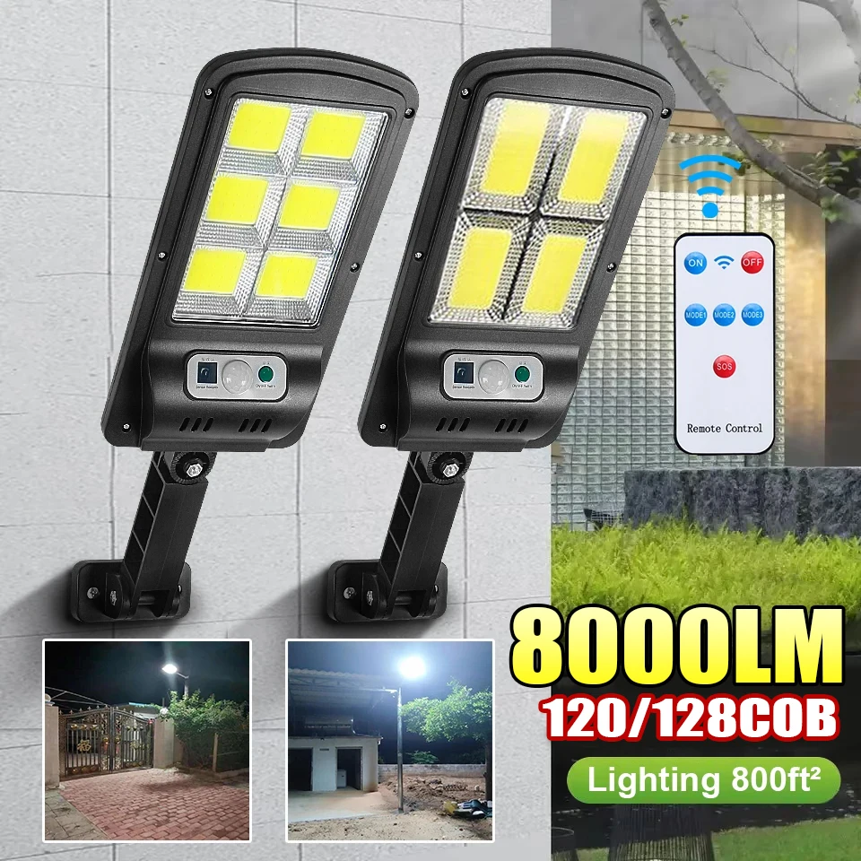 

120COB/128COB Outdoor Solar Lights Sensor Remote Control Solar Lamp IP65 Waterproof Solar Light for Outdoor Street Wall Garden