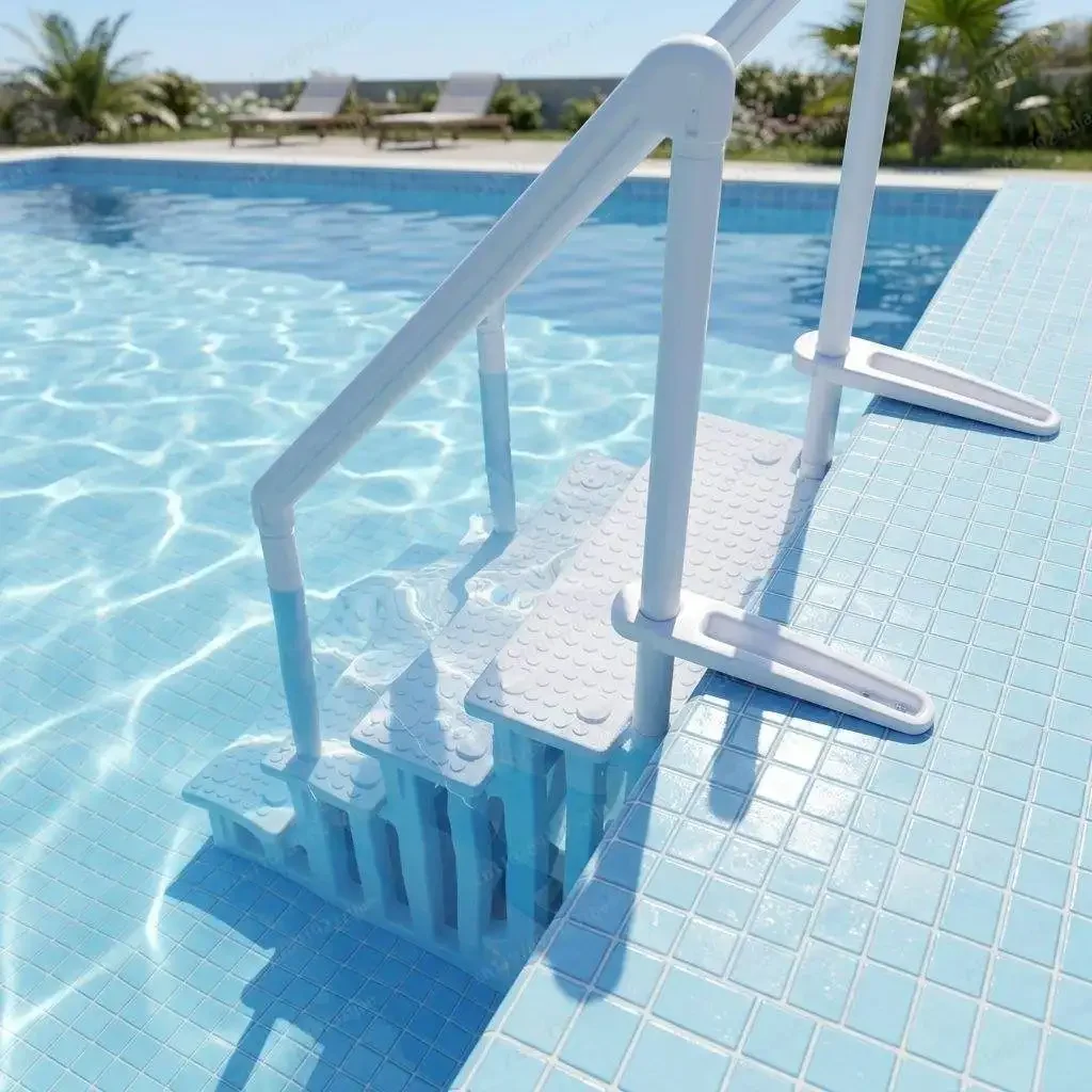 4-Step Stainless Steel Pool Slide, Non-Slip Pedal Escalator for Swimming Pool Spa, Marine Grade Waterproof Stair