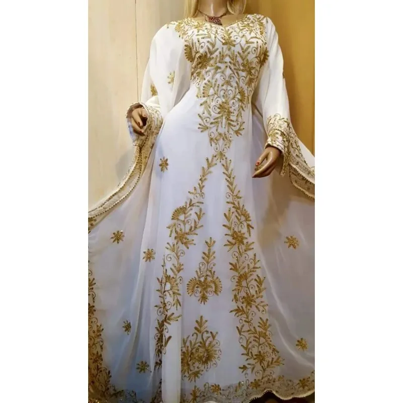 

Evening Dress New Moroccan Dubai Kaftans Farasha Abaya Dress Very Fancy Long Gown Arabic Clothing 54 Inches