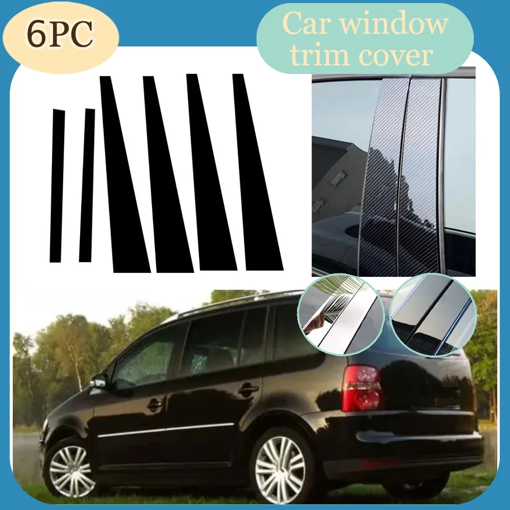 

6pcs Glossy Black Pillar Post Carbon Fiber Fit For VW Passat B6 B7 2006-2015 2007 2008 2009 Window Door Deal B CCover Sticker