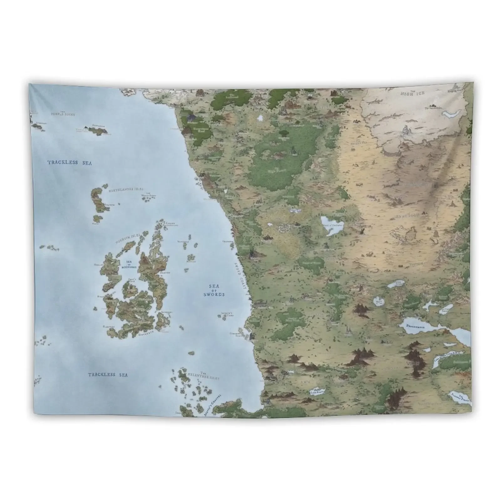 West Faer?n. Forgotten Realms detailed map Tapestry Room Decoration Aesthetic Home Decorations Tapestry