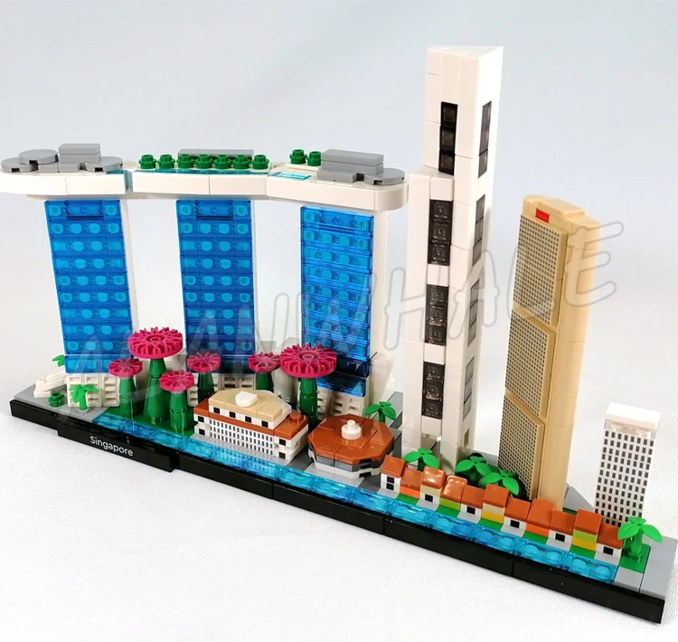 829pcs Architecture Skyline Singapore Marina Bay Sands Lau Pa Sat Fullerton Hotel 20057 Building Block toy Compatible With Model