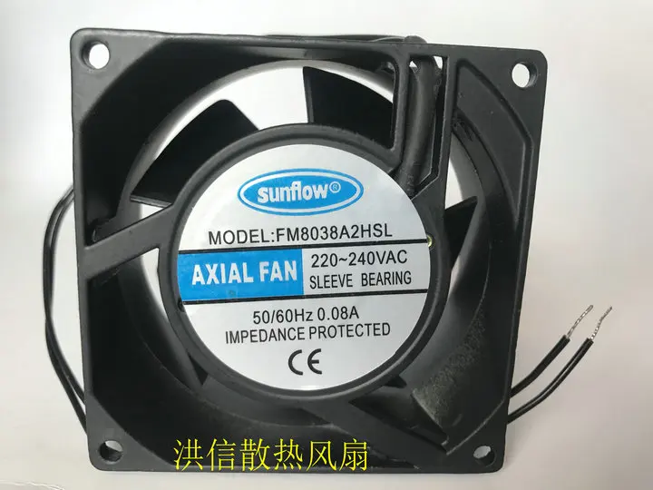 

sunflow FM8038A2HSL AC 220V 240V 0.08A 80x80x38mm 2-Wire Server Cooling Fan