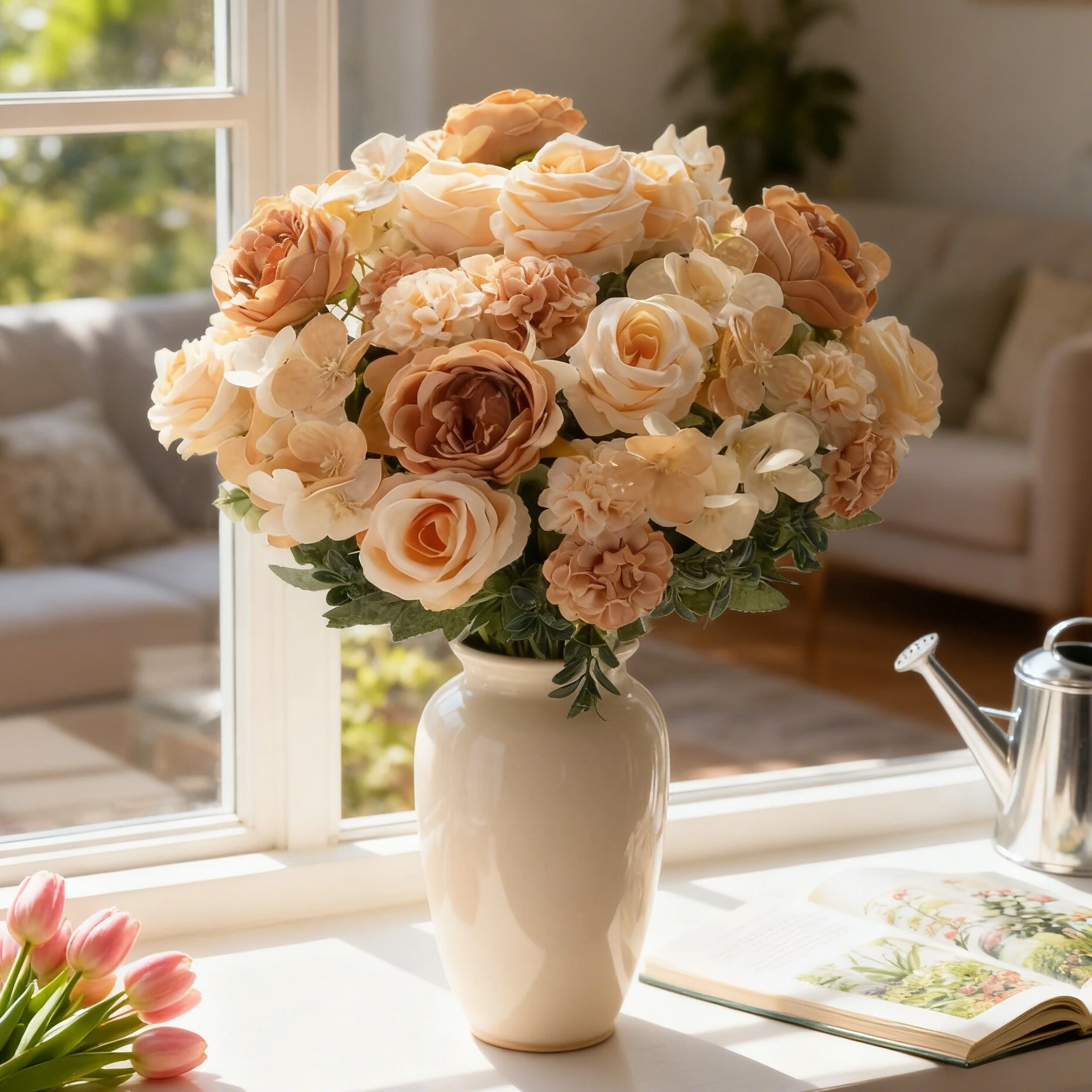 Artificial Flowers Silk Rose Peony Hydrangea Valentine's Wreath Decora Wedding Wreath Home Room Table DIY Gift Craft Accessories image 3