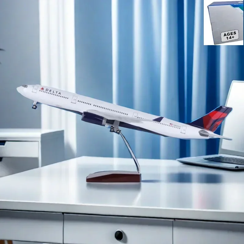 

47CM 1:135 Scale 330 A330 Model AIR DELTA Airlines Airway W Base Wheel Lights Resin Plastic Assembly Aircraft Plane Toy