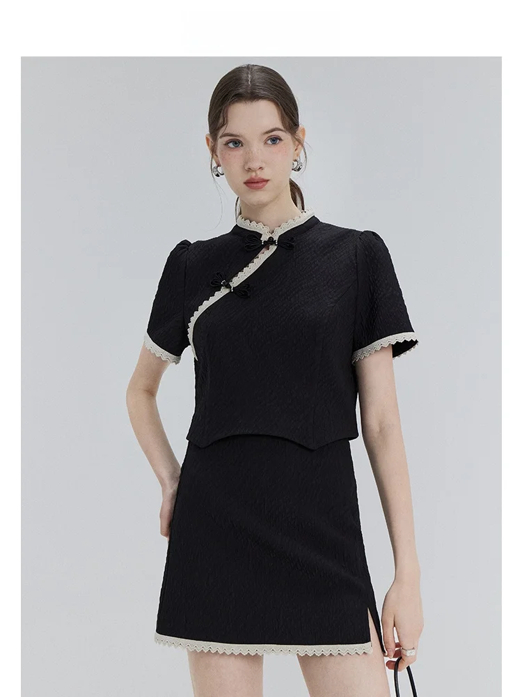 

Eggka Faion Set ort Sve Knitted Slim Fit Stand Collar Bodycon Sle Fairy Skirt for Women Ele And Slimming