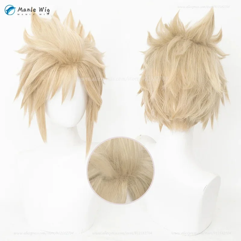 z;3,d'5,g\7/Unstyled FF7 Cloud Strife Wig Short Light Flaxen Men Cosplay Anime Wigs Heat Resistant Synt6,j.y'8 /c. - view 2