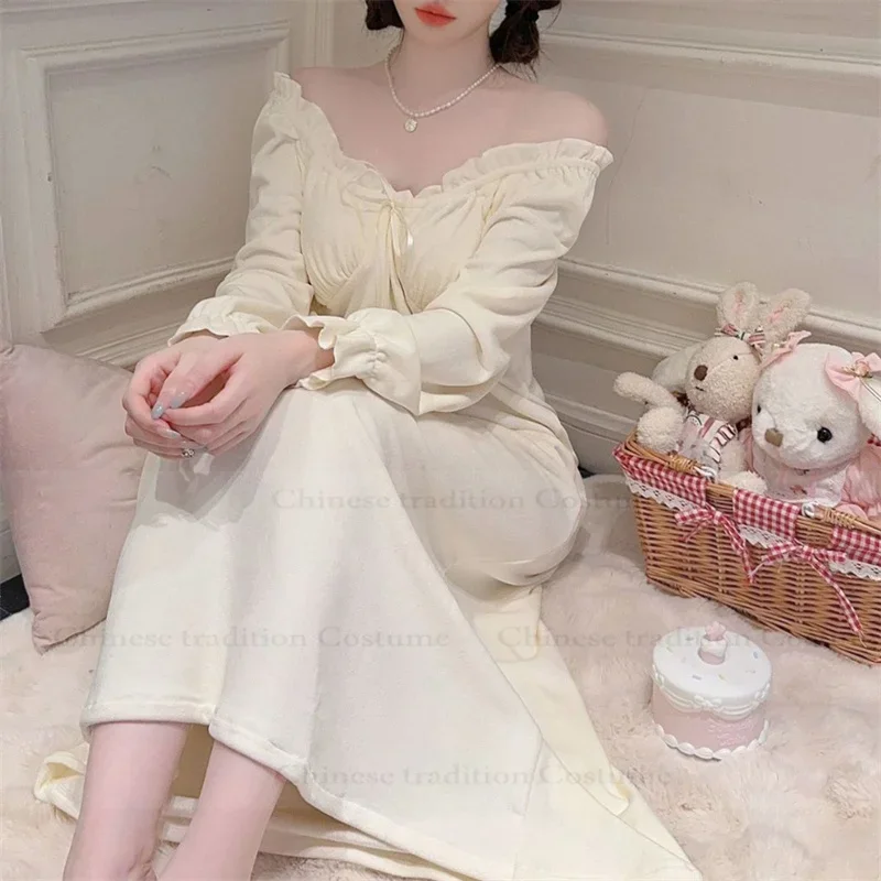 

Женская сексуальная одежда для сна, домашняя одежда, милый халат, ночная рубашка в стиле принцессы, велюровая ночная рубашка, бархатная домашняя одежда, пижамы с длинными рукавами