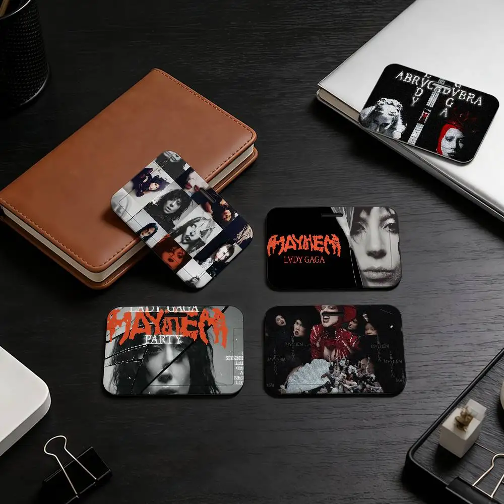 L-LADY GAGA MAYHEM 2 Card Covers Holders Permit Holder Strap Students Kids Bus Cards Case ID