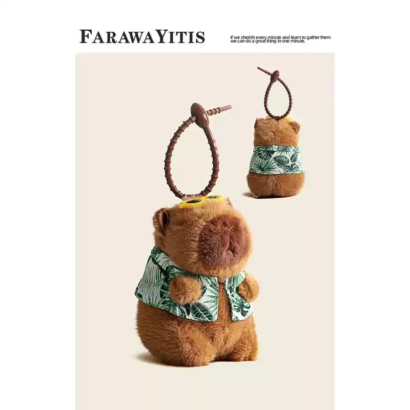 ผึ้งน่ารัก Capybara Plush จําลอง Capibara อะนิเมะ Fluffty ของเล่นน่ารักแหวนตุ๊กตาตุ๊กตาสัตว์ตุ๊กตา Plush คริสต์มาสของขวัญ