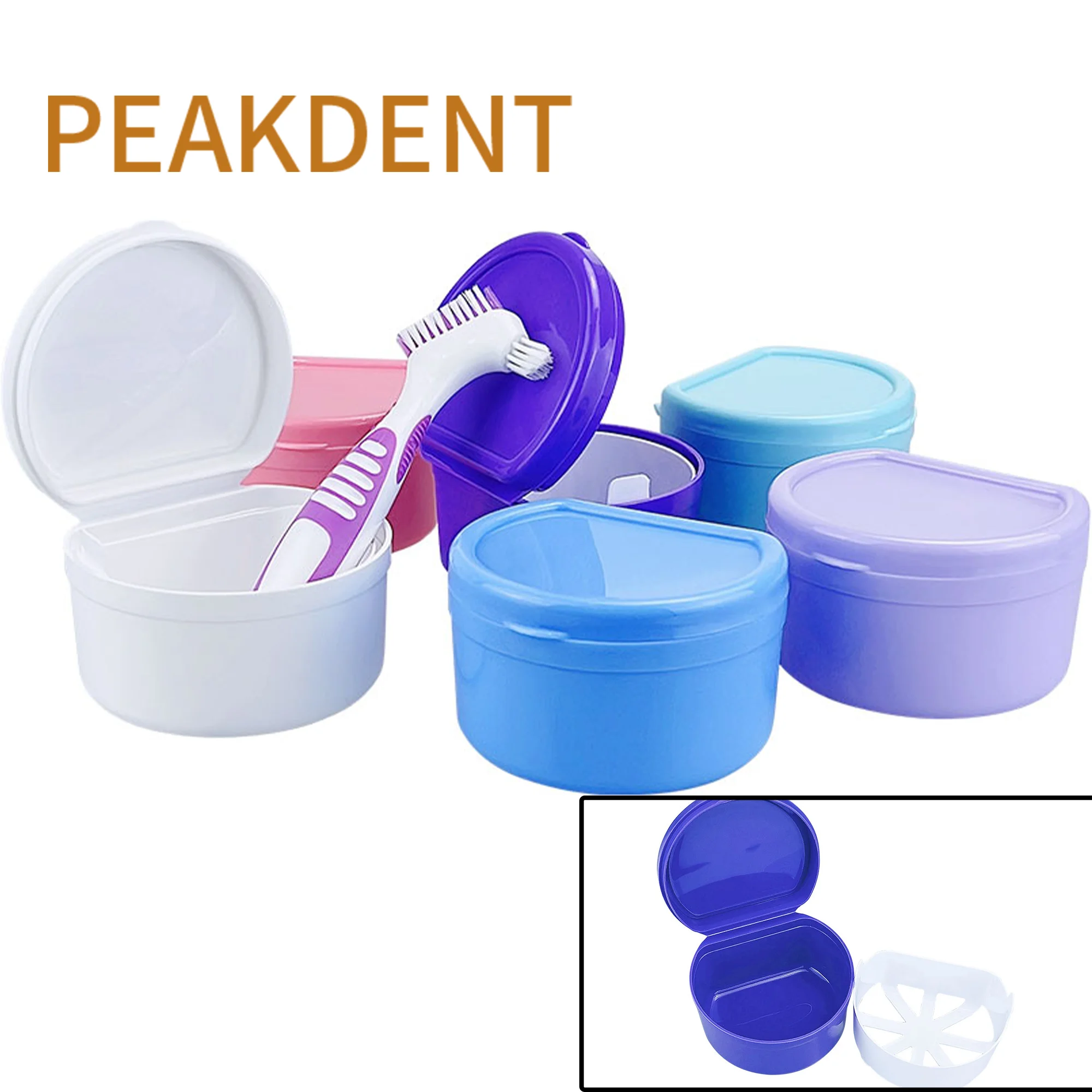 Denture Box Case With Net Dental False Teeth Cleaning Bath Box Orthodontic Mouth Boxes Organizer Appliance Round False Boxe