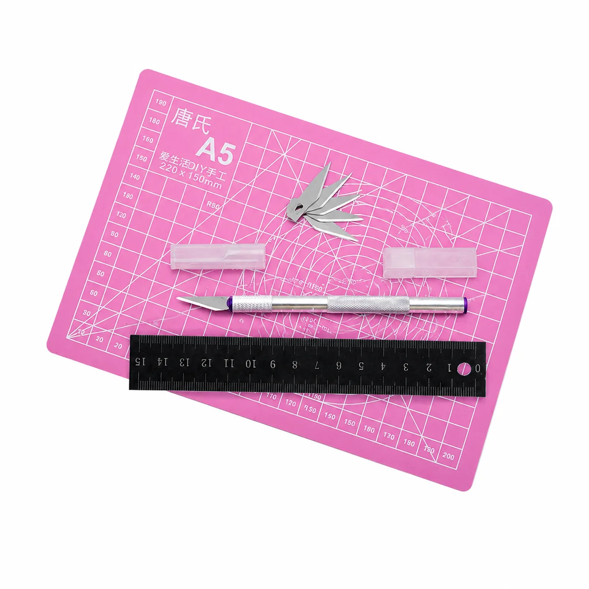 Pink A5 Precision Cutting Kit with Self-Healing Cutting Mat, Craft Knife, Spare Blades and Ruler view 5