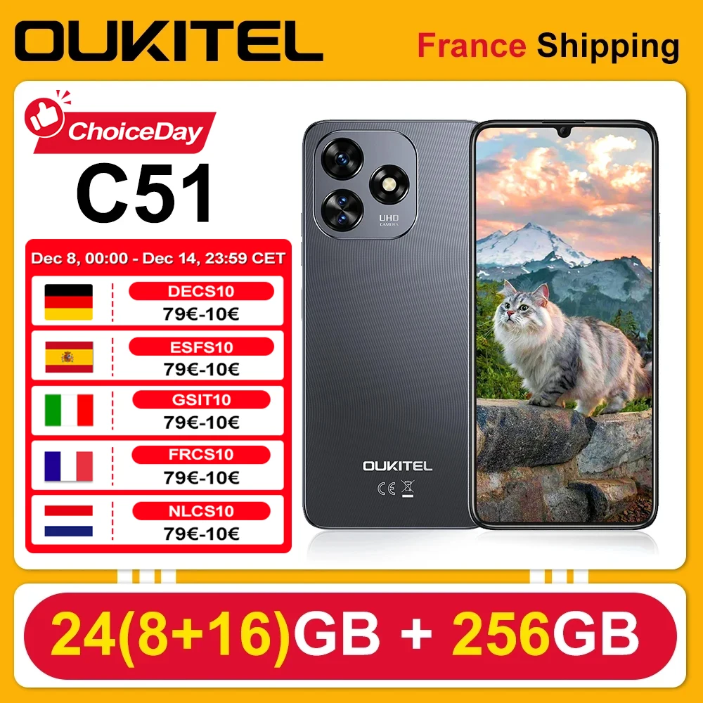 OUKITEL C51 Android 13 Smartphone 24GB(8 + 16) 256GB 6.8 OUKITEL C51 Android 13 Smartphone 24GB(8 + 16) 256GB 6.8