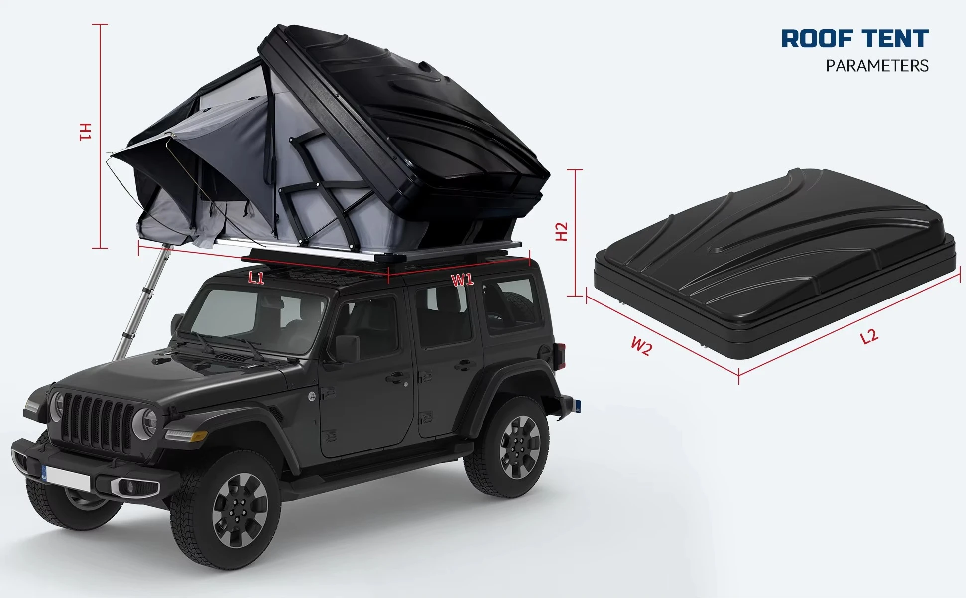 Modern Waterproof Portable  Roof Top Tent Hard Shell Extended Tent for Outdoor Camping and Car Use