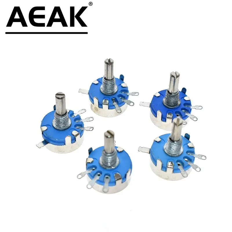 1PCS WH5-1A Carbon Potentiometer 1K 2K 10K 47K 4K7 470R 100K 470K 220K 1K5 22K 1M ohm 3-Terminals Round Shaft Rotary Taper WH5