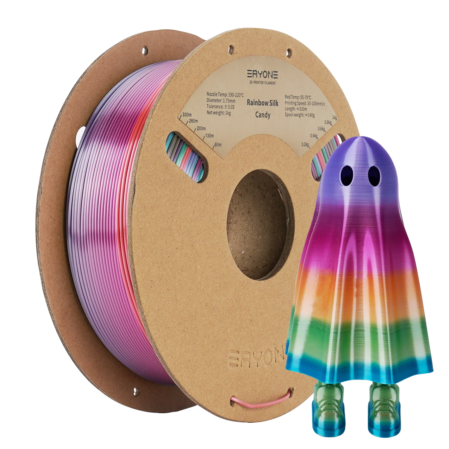 Eryone Silk Rainbow PLA Filament 1KG 1.75mm Multicolor Rainbow PLA Per Spool Filament For 3D Printing Fast Shipping New Arrival