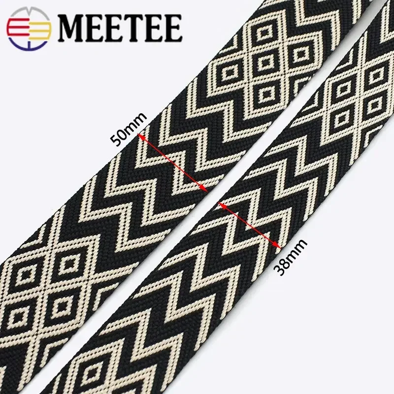 2/5M 2.2mm Thick 38/50mm Polyester Jacquard Webbing Canvas Ribbon for Strap Belt Tape Bag Backpack DIY Sewing Biasband Accessory