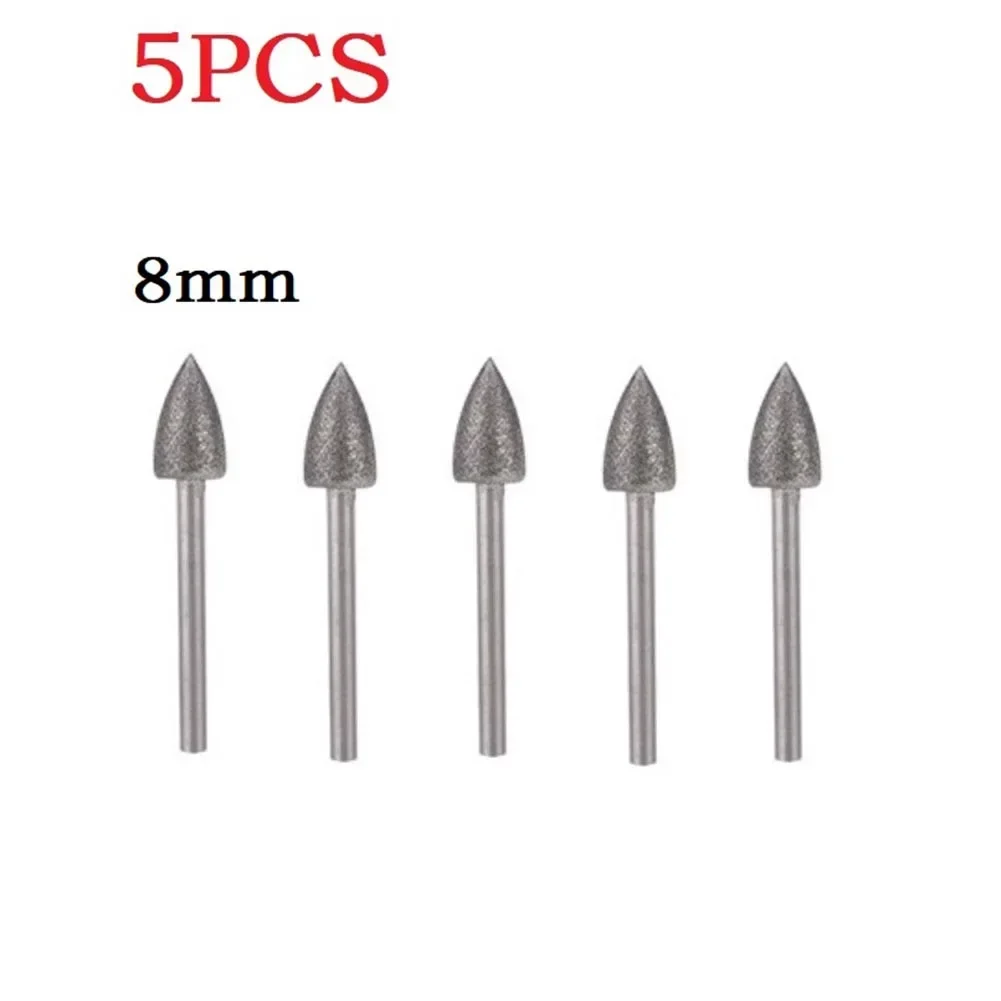 5PCS Diamond Triangle Burr Drill Bit Set For Carving Engraving Drilling 4-12mm Tools Jade Carve Tools